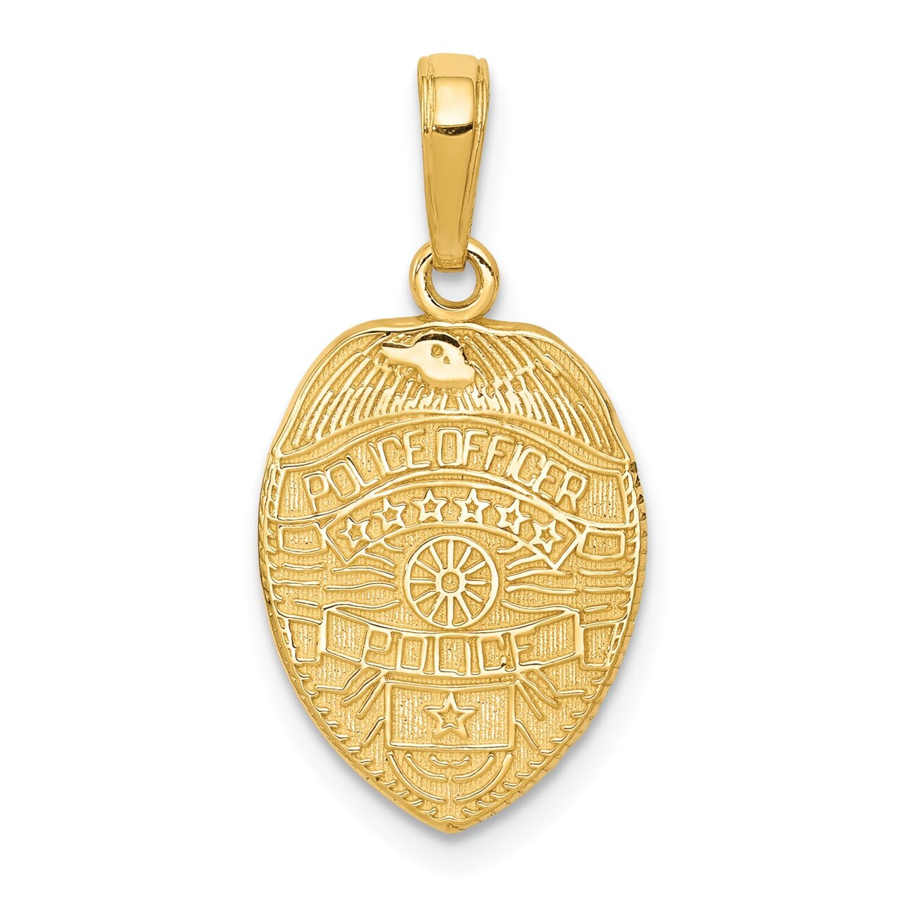 14K Gold Polished Police Officer Badge Pendant Jewelry 23.4mm x 12.4mm